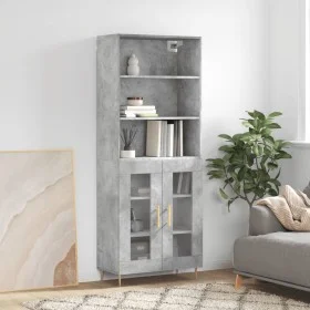 Aparador alto madera contrachapada gris hormigón 69,5x34x180 cm de vidaXL, Aparadores - Ref: Foro24-3189305, Precio: 136,25 €...