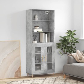 Aparador alto madera contrachapada gris hormigón 69,5x34x180 cm de vidaXL, Aparadores - Ref: Foro24-3189305, Precio: 144,86 €...