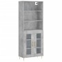 Aparador alto madera contrachapada gris hormigón 69,5x34x180 cm de vidaXL, Aparadores - Ref: Foro24-3189305, Precio: 144,86 €...