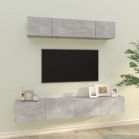 Set de muebles de TV 4 pzas madera contrachapada gris hormigón en Muebles TV | Comprar online en Foru.es