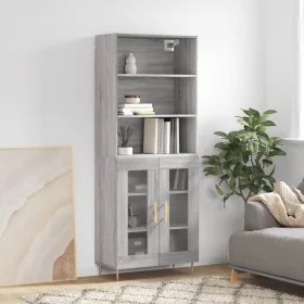 Aparador alto madera contrachapada gris sonoma 69,5x34x180 cm de vidaXL, Aparadores - Ref: Foro24-3189307, Precio: 133,62 €, ...