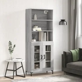 Aparador alto madera contrachapada gris sonoma 69,5x34x180 cm de vidaXL, Aparadores - Ref: Foro24-3189323, Precio: 137,65 €, ...