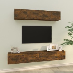 Set de muebles de TV 4 pzas madera contrachapada roble ahumado en Muebles TV | Comprar online en Foru.es