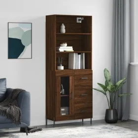 Aparador alto madera contrachapada marrón roble 69,5x34x180 cm de vidaXL, Aparadores - Ref: Foro24-3189524, Precio: 162,65 €,...