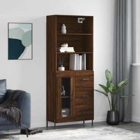 Aparador alto madera contrachapada marrón roble 69,5x34x180 cm de vidaXL, Aparadores - Ref: Foro24-3189524, Precio: 174,13 €,...