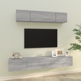 Set de muebles para TV 4 pzas madera contrachapada gris Sonoma en Muebles TV | Comprar online en Foru.es