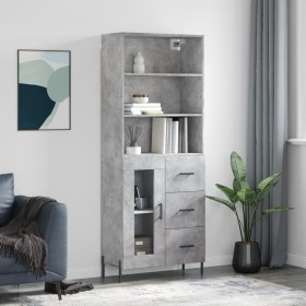 Aparador alto madera contrachapada gris hormigón 69,5x34x180 cm de vidaXL, Aparadores - Ref: Foro24-3189521, Precio: 162,59 €...