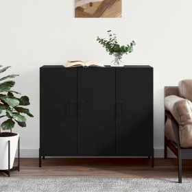 Aparador de madera de ingeniería negro 90x34x80 cm de vidaXL, Aparadores - Ref: Foro24-828117, Precio: 117,55 €, Descuento: %