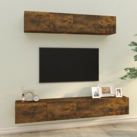 Set de muebles de TV 4 pzas madera contrachapada roble ahumado en Muebles TV | Comprar online en Foru.es