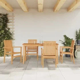 Juego de comedor para jardín 5 piezas madera maciza de teca de vidaXL, Conjuntos de jardín - Ref: Foro24-3157913, Precio: 810...