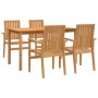 Juego de comedor para jardín 5 piezas madera maciza de teca de vidaXL, Conjuntos de jardín - Ref: Foro24-3157913, Precio: 829...
