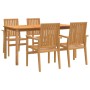 Juego de comedor para jardín 5 piezas madera maciza de teca de vidaXL, Conjuntos de jardín - Ref: Foro24-3157917, Precio: 851...