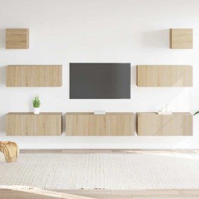 Set de muebles para TV 7 pzas madera contrachapada roble Sonoma en Muebles TV | Comprar online en Foru.es