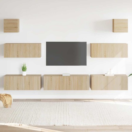 Set de muebles para TV 7 pzas madera contrachapada roble Sonoma en Muebles TV | Comprar online en Foru.es