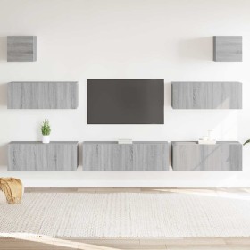 Set de muebles para TV 7 pzas madera contrachapada gris Sonoma en Muebles TV | Comprar online en Foru.es