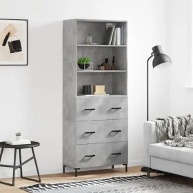 Concrete gray plywood tall sideboard 69.5x34x180 cm by vidaXL, Sideboards - Ref: Foro24-3189385, Price: 146,86 €, Discount: %