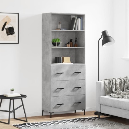 Aparador alto madera contrachapada gris hormigón 69,5x34x180 cm de vidaXL, Aparadores - Ref: Foro24-3189385, Precio: 156,89 €...