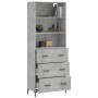 Aparador alto madera contrachapada gris hormigón 69,5x34x180 cm de vidaXL, Aparadores - Ref: Foro24-3189385, Precio: 156,89 €...