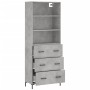 Aparador alto madera contrachapada gris hormigón 69,5x34x180 cm de vidaXL, Aparadores - Ref: Foro24-3189385, Precio: 156,89 €...
