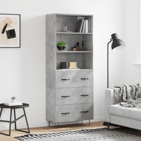 Aparador alto madera contrachapada gris hormigón 69,5x34x180 cm de vidaXL, Aparadores - Ref: Foro24-3189377, Precio: 149,10 €...