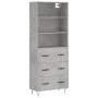 Concrete gray plywood tall sideboard 69.5x34x180 cm by vidaXL, Sideboards - Ref: Foro24-3189377, Price: 140,84 €, Discount: %