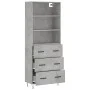 Concrete gray plywood tall sideboard 69.5x34x180 cm by vidaXL, Sideboards - Ref: Foro24-3189377, Price: 140,84 €, Discount: %