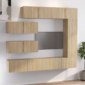 Set de muebles para TV 7 pzas madera contrachapada roble Sonoma en Muebles TV | Comprar online en Foru.es