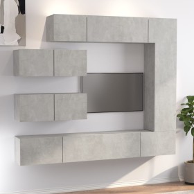 Set de muebles de TV 7 pzas madera contrachapada gris hormigón en Muebles TV | Comprar online en Foru.es