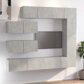Set de muebles de TV 7 pzas madera contrachapada gris hormigón en Muebles TV | Comprar online en Foru.es