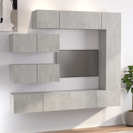 Set de muebles de TV 7 pzas madera contrachapada gris hormigón en Muebles TV | Comprar online en Foru.es