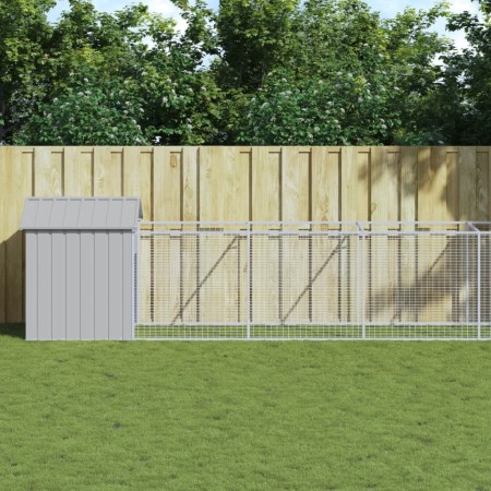Caseta perro tejado acero galvanizado gris claro 117x1221x123cm de vidaXL, Casetas para perros - Ref: Foro24-3189068, Precio:...