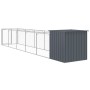 Caseta perros con corral acero galvanizado gris 110x609x110 cm de vidaXL, Casetas para perros - Ref: Foro24-3189080, Precio: ...