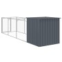 Caseta perros con corral acero galvanizado gris 110x405x110 cm de vidaXL, Casetas para perros - Ref: Foro24-3189079, Precio: ...