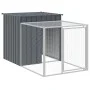 Gallinero con corral acero galvanizado gris 110x1221x110 cm de vidaXL, Jaulas y habitáculos para animales pequeños - Ref: For...