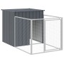Caseta perros con corral acero galvanizado gris 110x1221x110 cm de vidaXL, Casetas para perros - Ref: Foro24-3189083, Precio:...