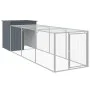 Gallinero con corral acero galvanizado gris 110x405x110 cm de vidaXL, Jaulas y habitáculos para animales pequeños - Ref: Foro...