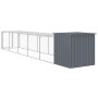 Gallinero con corral acero galvanizado gris 110x609x110 cm de vidaXL, Jaulas y habitáculos para animales pequeños - Ref: Foro...