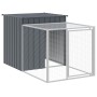 Gallinero con corral acero galvanizado gris 110x609x110 cm de vidaXL, Jaulas y habitáculos para animales pequeños - Ref: Foro...