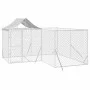 Perrera de exterior con techo acero galvanizado plata 4x4x2,5 m de vidaXL, Casetas y cercados para perros - Ref: Foro24-31904...