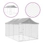 Perrera exterior con techo acero galvanizado plata 3x4,5x2,5 m de vidaXL, Casetas y cercados para perros - Ref: Foro24-319048...