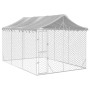 Perrera exterior con techo acero galvanizado plata 3x4,5x2,5 m de vidaXL, Casetas y cercados para perros - Ref: Foro24-319048...