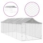 Perrera de exterior con techo acero galvanizado plata 3x9x2,5 m de vidaXL, Casetas y cercados para perros - Ref: Foro24-31904...