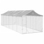 Perrera de exterior con techo acero galvanizado plata 3x9x2,5 m de vidaXL, Casetas y cercados para perros - Ref: Foro24-31904...