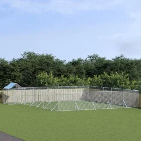 Perrera exterior con toldo acero galvanizado plata 12x12x2,5 m de vidaXL, Casetas y cercados para perros - Ref: Foro24-319047...