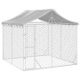Perrera de exterior con techo acero galvanizado plata 3x3x2,5 m de vidaXL, Casetas y cercados para perros - Ref: Foro24-31904...