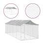 Perrera exterior con techo acero galvanizado plata 3x7,5x2,5 m de vidaXL, Casetas y cercados para perros - Ref: Foro24-319048...