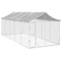 Perrera exterior con techo acero galvanizado plata 3x7,5x2,5 m de vidaXL, Casetas y cercados para perros - Ref: Foro24-319048...