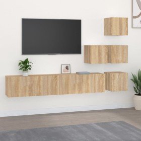 Mueble de pared para TV madera contrachapada color roble sonoma en Muebles TV | Comprar online en Foru.es