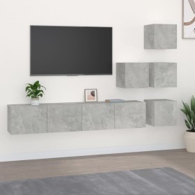 Mueble de pared de TV madera contrachapada gris hormigón en Muebles TV | Comprar online en Foru.es