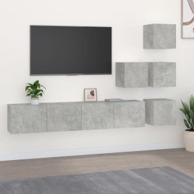 Mueble de pared de TV madera contrachapada gris hormigón en Muebles TV | Comprar online en Foru.es